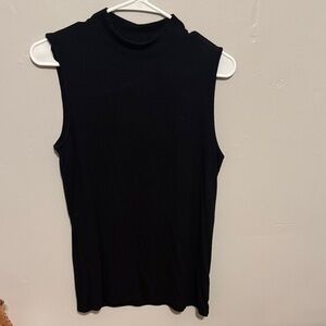 Magaschoni Black Sleeveless Mock Neck Tank